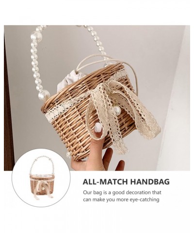 hand pearl bag All- match Handbag Rattan Storage Basket water Woven Fruit Basket flower basket womens crossbody handbags Wome...