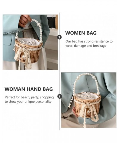 hand pearl bag All- match Handbag Rattan Storage Basket water Woven Fruit Basket flower basket womens crossbody handbags Wome...