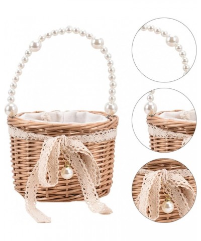 hand pearl bag All- match Handbag Rattan Storage Basket water Woven Fruit Basket flower basket womens crossbody handbags Wome...