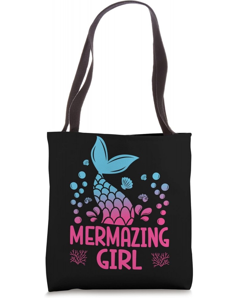 Mermazing Girl Seashell Mermaid Tail Beach Summer Vibes Tote Bag $13.50 Totes