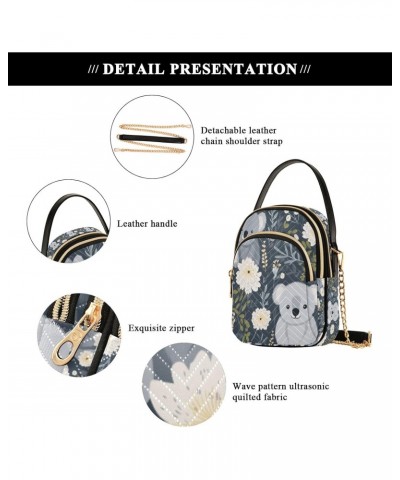 White Flower Koala Crossbody Handbags for Women Casual Leather Shoulder Phone Purse $14.03 Crossbody Bags