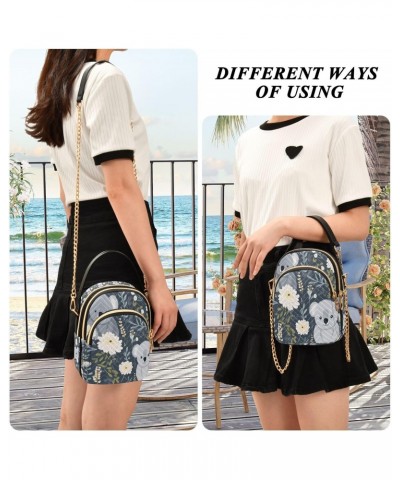 White Flower Koala Crossbody Handbags for Women Casual Leather Shoulder Phone Purse $14.03 Crossbody Bags