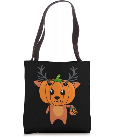 Pumpkin Head Deer Trick or Treating Cute Easy Christmas Gift Tote Bag $11.96 Totes