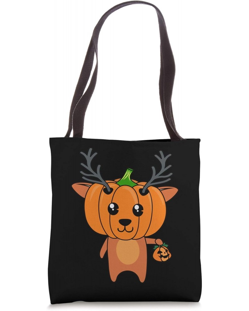 Pumpkin Head Deer Trick or Treating Cute Easy Christmas Gift Tote Bag $11.96 Totes