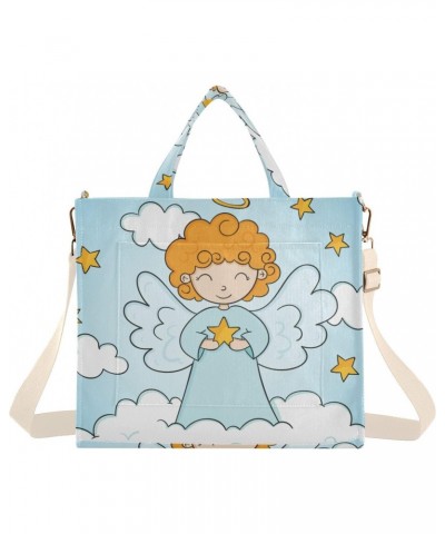 Christmas Angel Corduroy Tote Versatile Shoulder Bag for Women with Zipper Magnetic Clasp，S $11.80 Totes