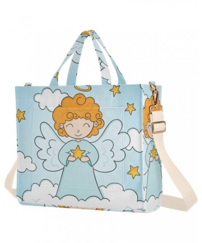 Christmas Angel Corduroy Tote Versatile Shoulder Bag for Women with Zipper Magnetic Clasp，S $11.80 Totes