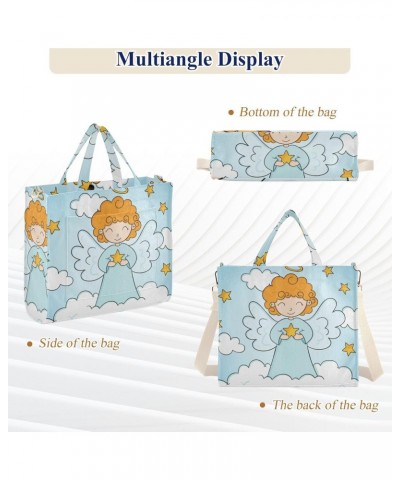 Christmas Angel Corduroy Tote Versatile Shoulder Bag for Women with Zipper Magnetic Clasp，S $11.80 Totes