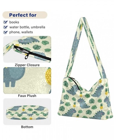 Cute Dinosaur Pineapple Leaves Purses for Women Hobo Bag, Fluffy Tote Shoulder Handbag Cute Dinosaur Pineapple Leaves1 $10.50...