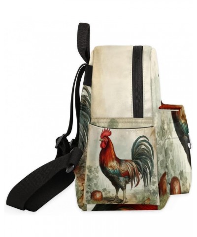 Vintage Rooster Mini Backpack Purse for Women Girls, Retro Chicken Pattern Small Backpack Lightweight Casual Travel Bag Daypa...