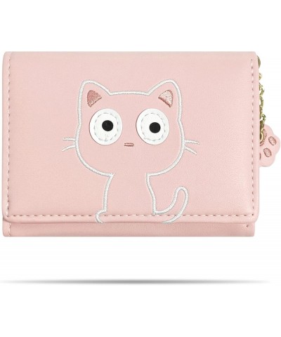 Cute Small Wallets for Women, Fashion Tri-folded Wallet for girls, Short Slim Womens Wallet with ID Window (3D Cat Pattern Bl...