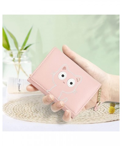 Cute Small Wallets for Women, Fashion Tri-folded Wallet for girls, Short Slim Womens Wallet with ID Window (3D Cat Pattern Bl...