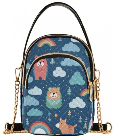 Cartoon Bear Cloud Crossbody Handbags for Women Casual Leather Shoulder Phone Purse $10.40 Crossbody Bags