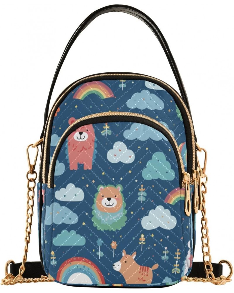 Cartoon Bear Cloud Crossbody Handbags for Women Casual Leather Shoulder Phone Purse $10.40 Crossbody Bags