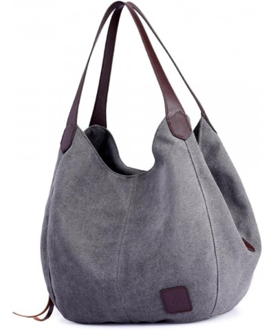 Ladies Shoulder Bags Canvas Tote Womens Shoulder Handbags Handle Shoulder Tote Handbag for Women Grey $11.19 Shoulder Bags