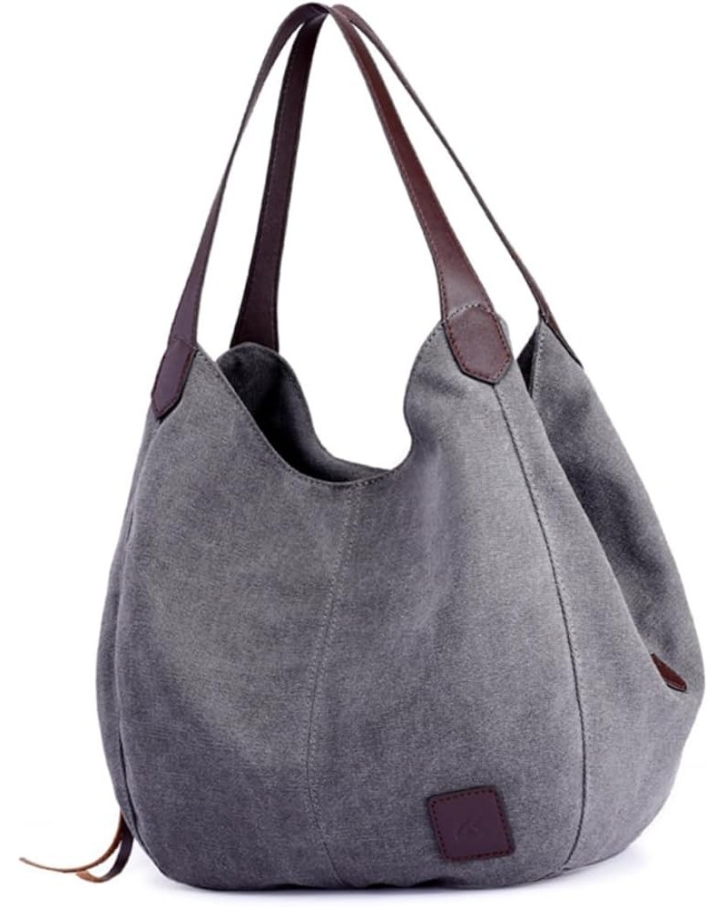 Ladies Shoulder Bags Canvas Tote Womens Shoulder Handbags Handle Shoulder Tote Handbag for Women Grey $11.19 Shoulder Bags