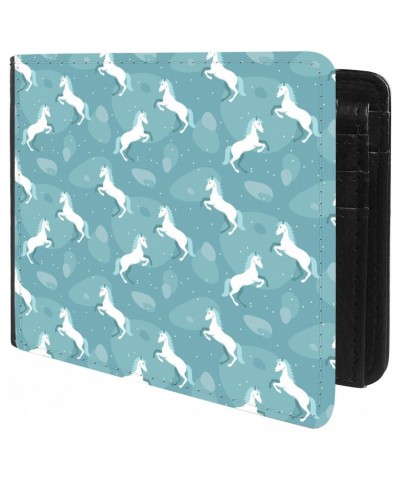 Unique Desige Pattern - Hand drawn white horse, Slim Front Pocket Wallet Billfold RFID Blocking $8.75 Wallets