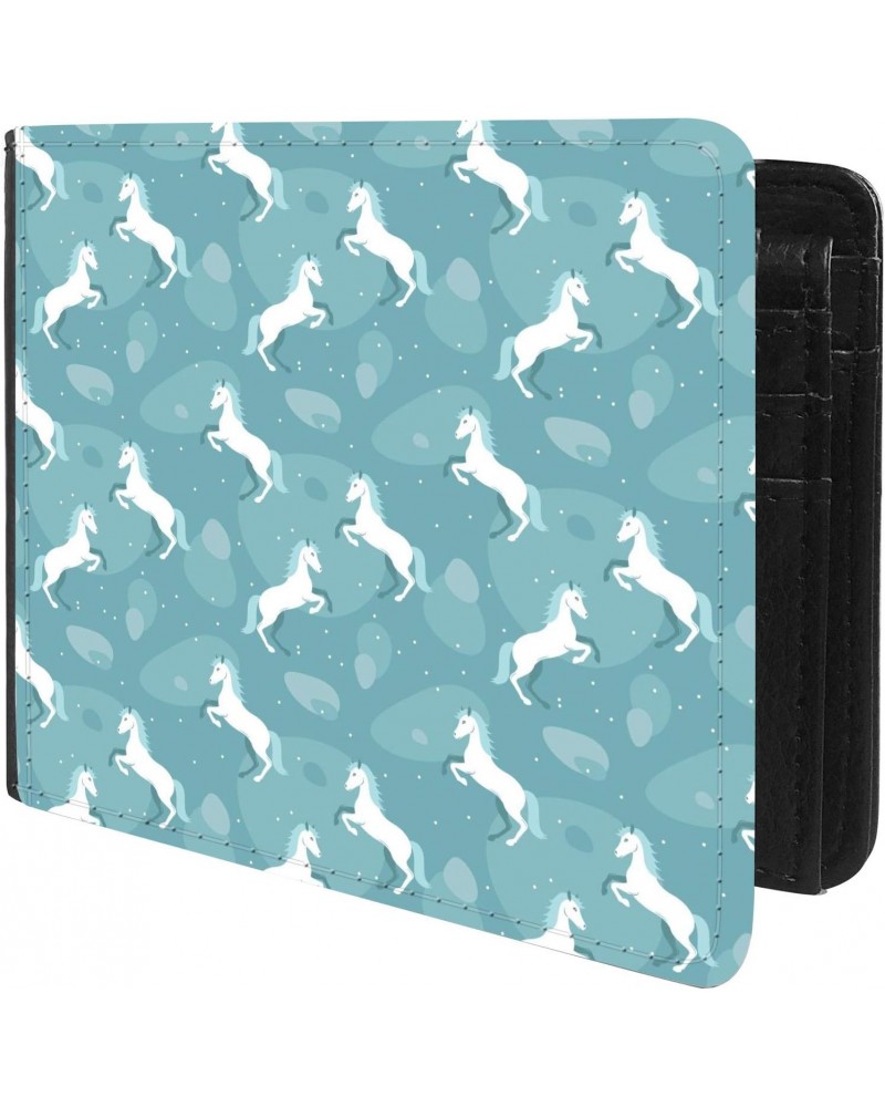 Unique Desige Pattern - Hand drawn white horse, Slim Front Pocket Wallet Billfold RFID Blocking $8.75 Wallets