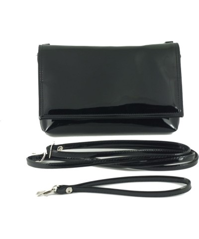 Womens Delightful Clutch/Shoulder/Crossbody/Wristlet Bag Size Small in black faux patent leather Black Patent $21.59 Clutches