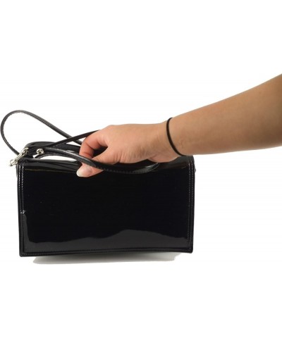 Womens Delightful Clutch/Shoulder/Crossbody/Wristlet Bag Size Small in black faux patent leather Black Patent $21.59 Clutches