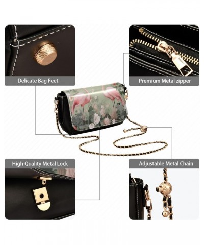 Flamingo Leather Crossbody Bag for Women Small Handbag with Chain Strap, Flip-Top Crossbody Purse $19.20 Crossbody Bags