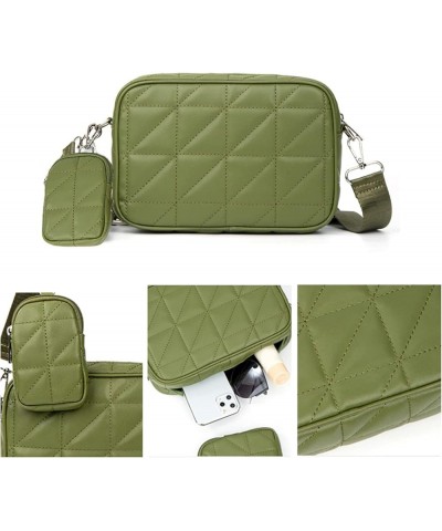 Small Coin Purse Crossbody Bags with Coin Pouch for Women Soft Leather Quilted Hobo Purses 2 Size Bags Olive Green $13.83 Cro...