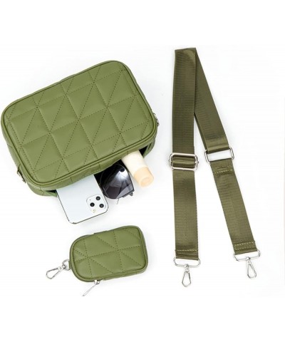 Small Coin Purse Crossbody Bags with Coin Pouch for Women Soft Leather Quilted Hobo Purses 2 Size Bags Olive Green $13.83 Cro...