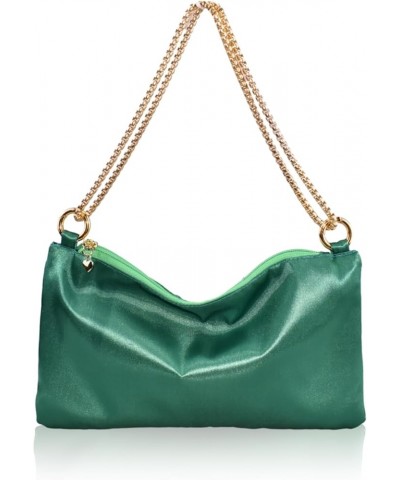 Women's Satin Evening Handbag Shoulder Bag Wedding Prom Formal Clutch Party Purses Green $10.12 Evening Bags