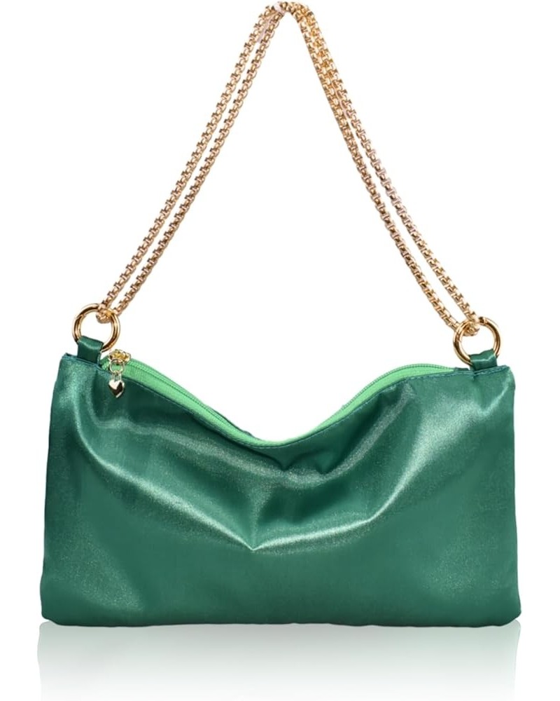 Women's Satin Evening Handbag Shoulder Bag Wedding Prom Formal Clutch Party Purses Green $10.12 Evening Bags