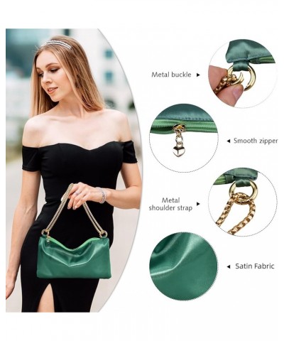 Women's Satin Evening Handbag Shoulder Bag Wedding Prom Formal Clutch Party Purses Green $10.12 Evening Bags