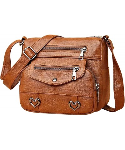 Bag Women Heart Decor Crossbody Bag Vintage PU Leather Shoulder Bag Women Multi Canvas Purses And Handbags for Brown $8.60 Sh...