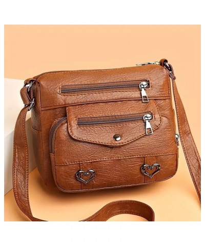 Bag Women Heart Decor Crossbody Bag Vintage PU Leather Shoulder Bag Women Multi Canvas Purses And Handbags for Brown $8.60 Sh...