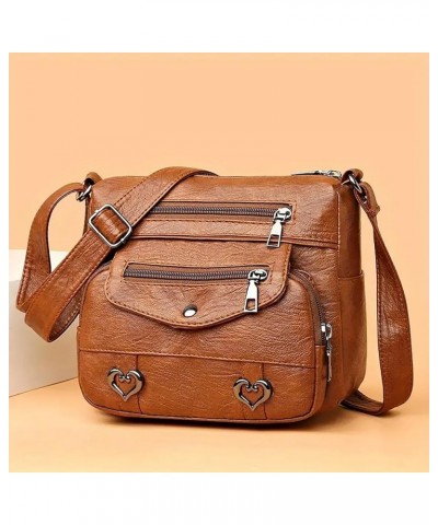 Bag Women Heart Decor Crossbody Bag Vintage PU Leather Shoulder Bag Women Multi Canvas Purses And Handbags for Brown $8.60 Sh...