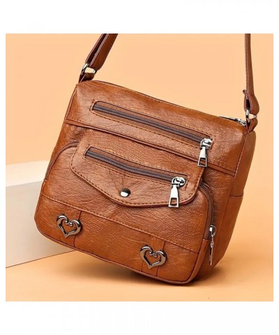 Bag Women Heart Decor Crossbody Bag Vintage PU Leather Shoulder Bag Women Multi Canvas Purses And Handbags for Brown $8.60 Sh...