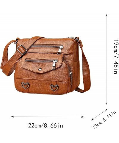 Bag Women Heart Decor Crossbody Bag Vintage PU Leather Shoulder Bag Women Multi Canvas Purses And Handbags for Brown $8.60 Sh...