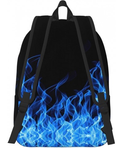 Blue Flame Print Casual Double Shoulder Daypack,Anti-Theft Travel Canvas Backpack For Men And Women Black Medium $18.20 Backp...