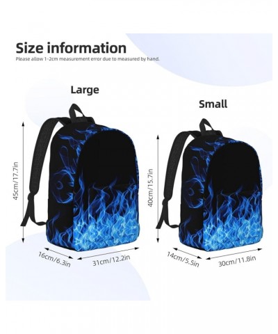 Blue Flame Print Casual Double Shoulder Daypack,Anti-Theft Travel Canvas Backpack For Men And Women Black Medium $18.20 Backp...