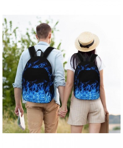 Blue Flame Print Casual Double Shoulder Daypack,Anti-Theft Travel Canvas Backpack For Men And Women Black Medium $18.20 Backp...