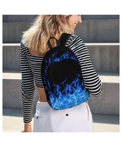 Blue Flame Print Casual Double Shoulder Daypack,Anti-Theft Travel Canvas Backpack For Men And Women Black Medium $18.20 Backp...