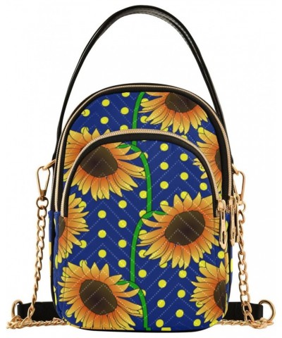 Blue Floral Sunflowers Crossbody Bags for Women Chain Crossbody Flight Bag Mini Messenger Shoulder Bag with Chain Strap for W...