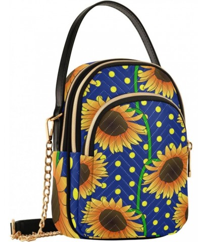 Blue Floral Sunflowers Crossbody Bags for Women Chain Crossbody Flight Bag Mini Messenger Shoulder Bag with Chain Strap for W...