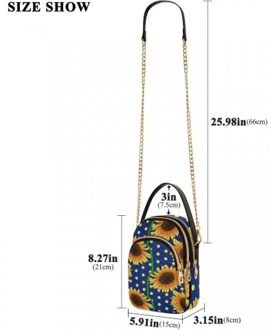 Blue Floral Sunflowers Crossbody Bags for Women Chain Crossbody Flight Bag Mini Messenger Shoulder Bag with Chain Strap for W...