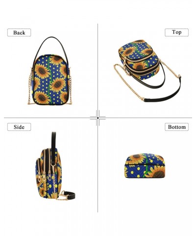 Blue Floral Sunflowers Crossbody Bags for Women Chain Crossbody Flight Bag Mini Messenger Shoulder Bag with Chain Strap for W...