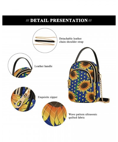 Blue Floral Sunflowers Crossbody Bags for Women Chain Crossbody Flight Bag Mini Messenger Shoulder Bag with Chain Strap for W...