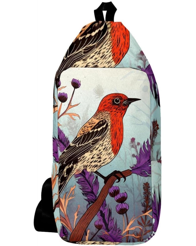 Crossbody Bags for Women,Crossbody Bag Men,Small Sling Bag,Bird Purple Flower Bush,Crossbody Purse $11.04 Crossbody Bags