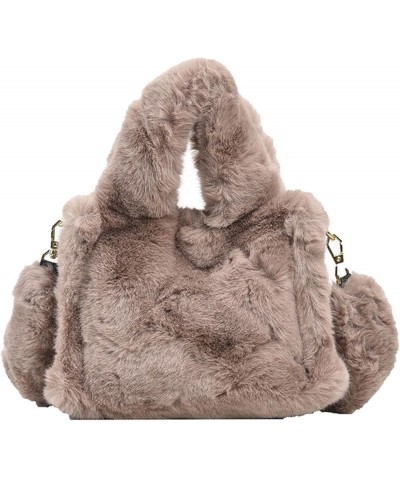 Fluffy Tote Bag for Women, Mini Fuzzy Tote Plush Shoulder Handbag Faux Fur Bag Furry Purse A-light Coffee $10.75 Totes