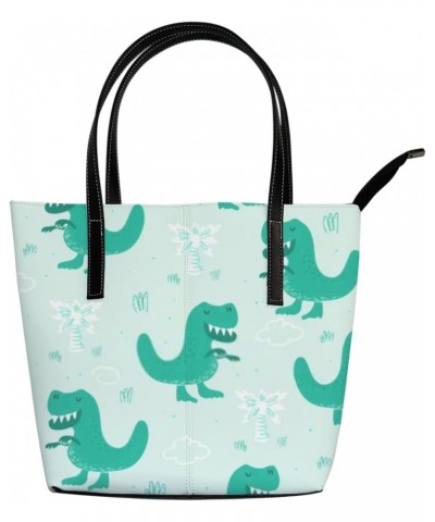 Shoulder Bag Tote Bags for Women Funny Dinosaurs Leather Shopper Work Handbags Large Casual Bag $23.45 Totes