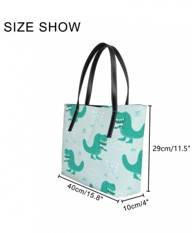 Shoulder Bag Tote Bags for Women Funny Dinosaurs Leather Shopper Work Handbags Large Casual Bag $23.45 Totes