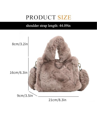 Fluffy Tote Bag for Women, Mini Fuzzy Tote Plush Shoulder Handbag Faux Fur Bag Furry Purse A-light Coffee $10.75 Totes