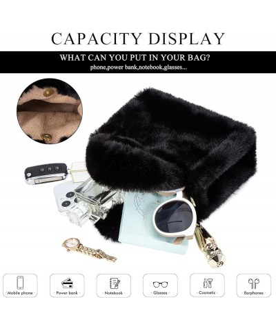 Fluffy Tote Bag for Women, Mini Fuzzy Tote Plush Shoulder Handbag Faux Fur Bag Furry Purse A-light Coffee $10.75 Totes