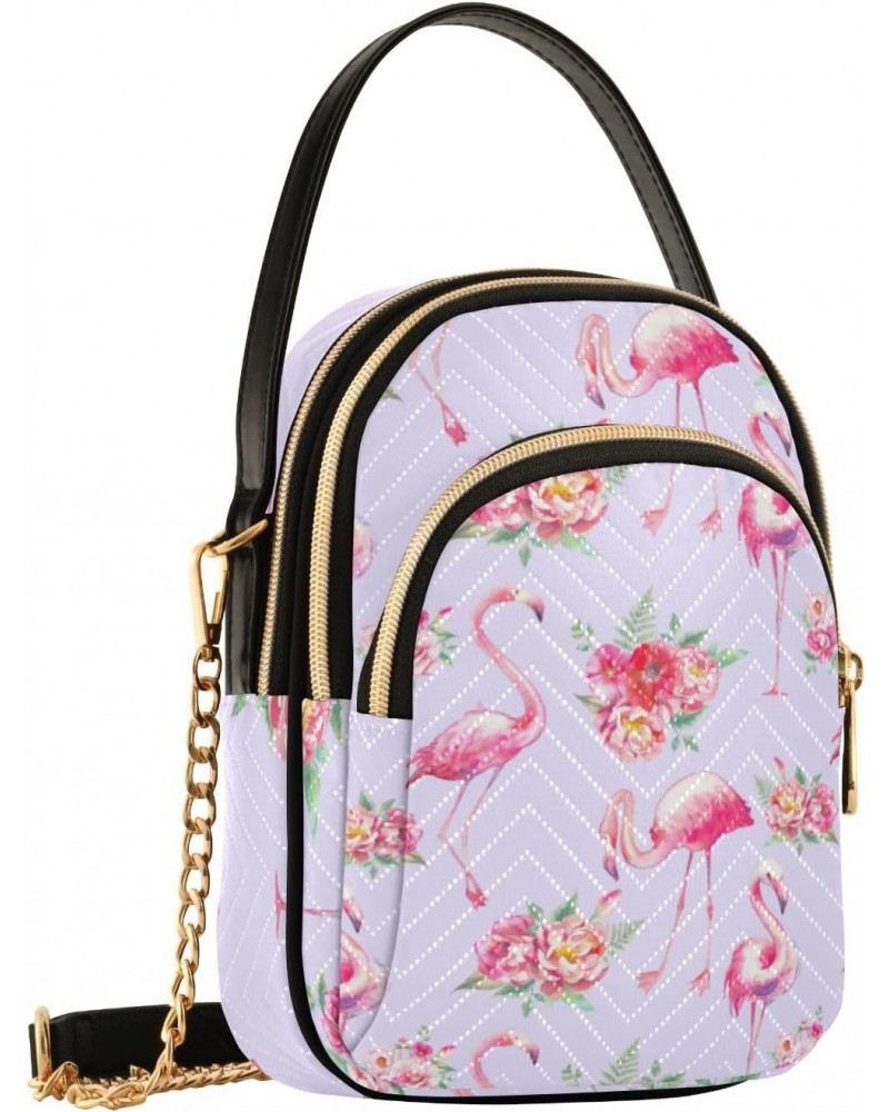 Cell Phone Purse Pink Flamingo Flower Flora Crossbody Handbag Durable Shoulder Bag Sturdy Travel Pouch Compact Chic Bag for W...